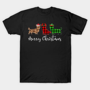 Merry Christmas Leopard Red Green Plaid Corgi T-Shirt